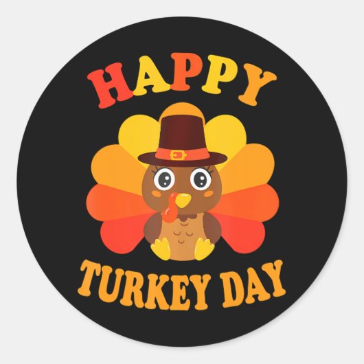 Happy Turkey Day Baby Thanksgiving Toddler Ronde Sticker (Voorkant)
