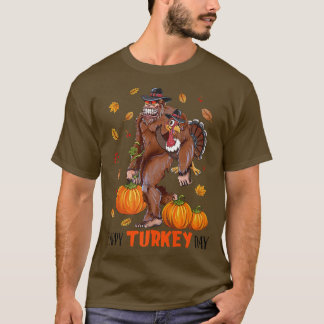 Happy Turkey Day Bigfoot Sasquatch Pilgrim Turkije T-shirt