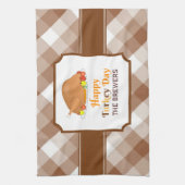 Happy Turkey Day Brown Checkered Kitchen Towels Theedoek (Verticaal)