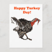 Happy Turkey Day Cartoon Thanksgiving Tekening Feestdagenkaart (Voorkant)