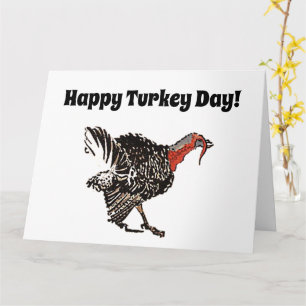 Happy Turkey Day Cartoon Thanksgiving Tekening Kaart