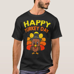 Happy Turkey Day Cute Little Pilgrim Thanksgiving T-shirt