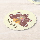 Happy Turkey Day Football Feathers Kartonnen Onderzetters (Gekanteld)