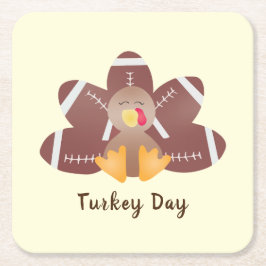 Happy Turkey Day Football Feathers Kartonnen Onderzetters