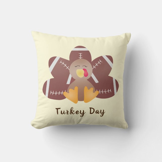 Happy Turkey Day Football Feathers Kussen (Voorkant)