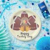 Happy Turkey Day Football Feathers Papieren Bordje (Feest)