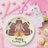 Happy Turkey Day Football Feathers Papieren Bordje (Feest)