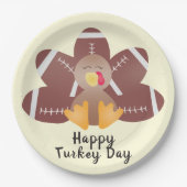 Happy Turkey Day Football Feathers Papieren Bordje (Voorkant)