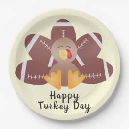 Happy Turkey Day Football Feathers Papieren Bordje