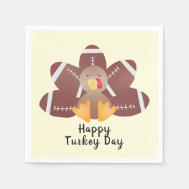 Happy Turkey Day Football Feathers Servet