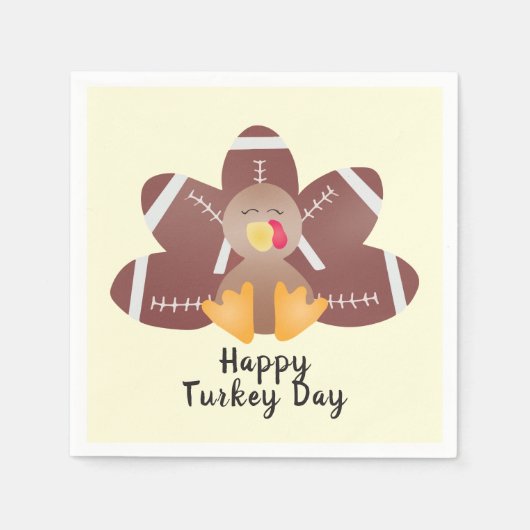 Happy Turkey Day Football Feathers Servet (Voorkant)