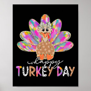 Happy Turkey Day Schattige Turkije Thanksgiving Sh Poster