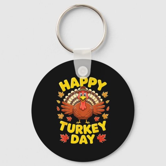 Happy Turkey Day Shirt Men Women Kids Family Thank Sleutelhanger (Voorkant)