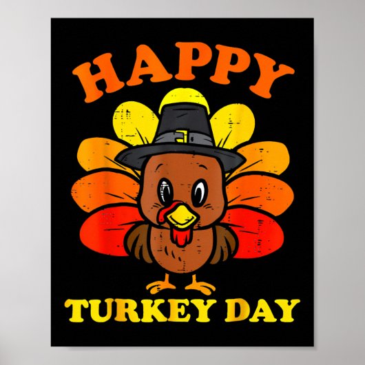 Happy Turkey Day Shirt Schattige Little Pilgrim Th Poster (Voorkant)