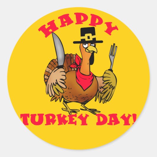 Happy Turkey Day T shirten, Hoodies, Sweats Ronde Sticker (Voorkant)