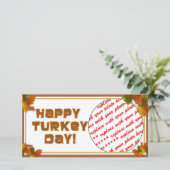 Happy Turkey Day Text Design Feestdagenkaart (Staand voorkant)