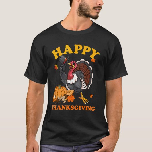 Happy Turkey Day Thanksgiving Day Herfst herfst Ho T-shirt (Voorkant)