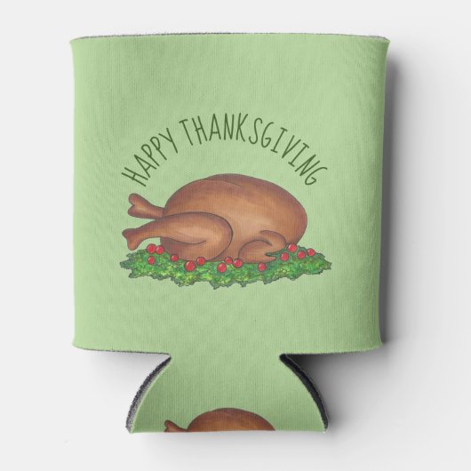 Happy Turkey Day Thanksgiving Dinner Cranberries Blikjeskoeler (Voorkant)