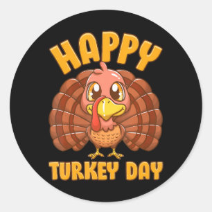 Happy Turkey Day Thanksgiving Gobble Teacher Ronde Sticker