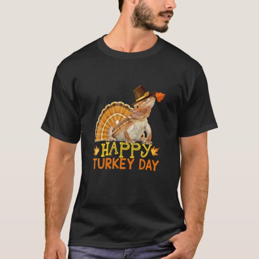 Happy Turkey Day Thanksgiving met dragon Turke T-shirt (Voorkant)