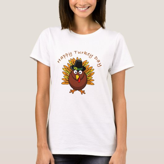 Happy Turkey Day Thanksgiving T Shirt (Voorkant)