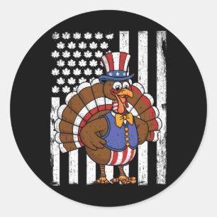 Happy Turkey Day Thanksgiving Verenigde Staten Vla Ronde Sticker