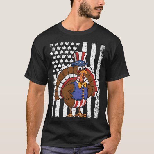 Happy Turkey Day Thanksgiving Verenigde Staten Vla T-shirt (Voorkant)
