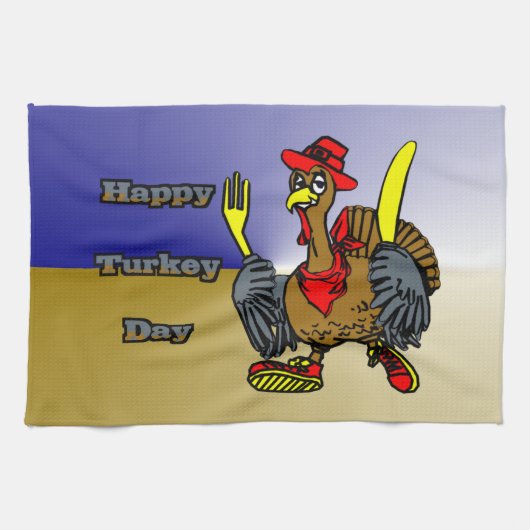 Happy Turkey Day Theedoek (Horizontaal)