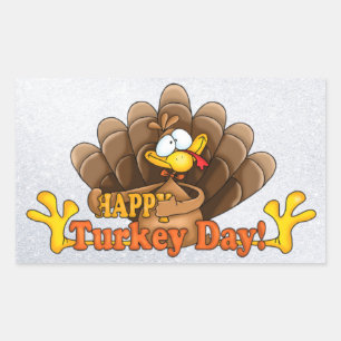 happy turkey day turkije rechthoekige sticker