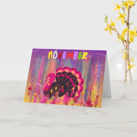 Happy Turkey Day Wenskaart Kaart (Gele Bloem)