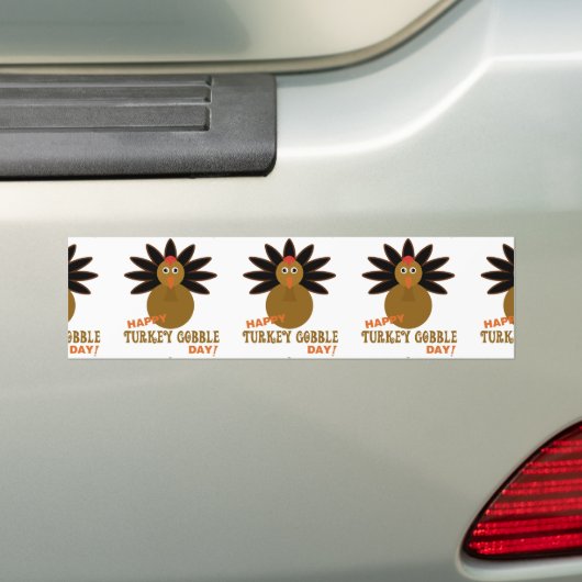 Happy Turkey Gobble Day Thanksgiving Bumpersticker (Op auto)