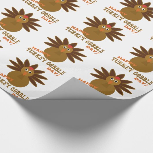 Happy Turkey Gobble Day Thanksgiving Cadeaupapier (Hoek)