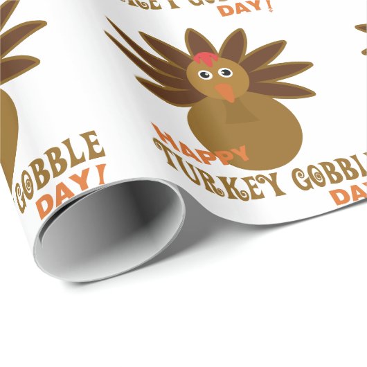 Happy Turkey Gobble Day Thanksgiving Cadeaupapier (Rol Hoek)