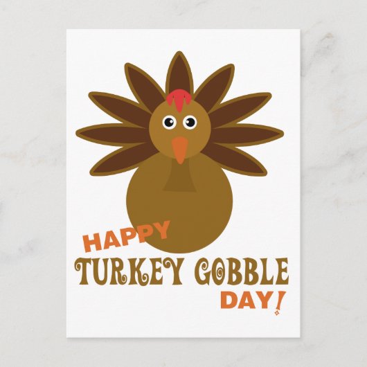 Happy Turkey Gobble Day Thanksgiving Feestdagenkaart (Voorkant)