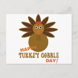 Happy Turkey Gobble Day Thanksgiving Feestdagenkaart