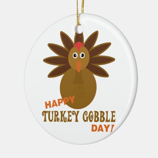 Happy Turkey Gobble Day Thanksgiving Keramisch Ornament (Links)