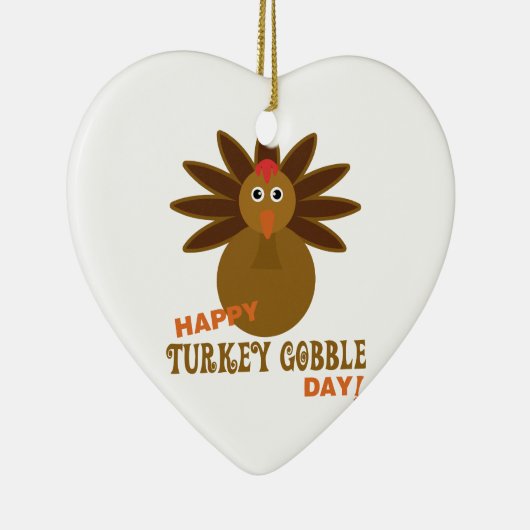 Happy Turkey Gobble Day Thanksgiving Keramisch Ornament (Rechts)