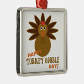 Happy Turkey Gobble Day Thanksgiving Metalen Ornament (Rechts)