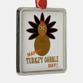 Happy Turkey Gobble Day Thanksgiving Metalen Ornament (Rechts)