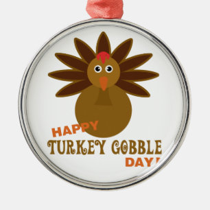Happy Turkey Gobble Day Thanksgiving Metalen Ornament