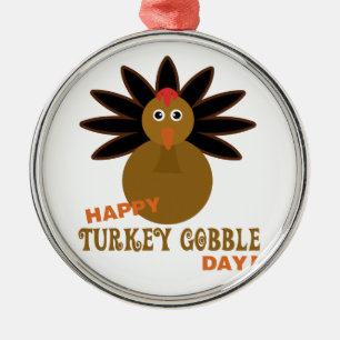Happy Turkey Gobble Day Thanksgiving Metalen Ornament
