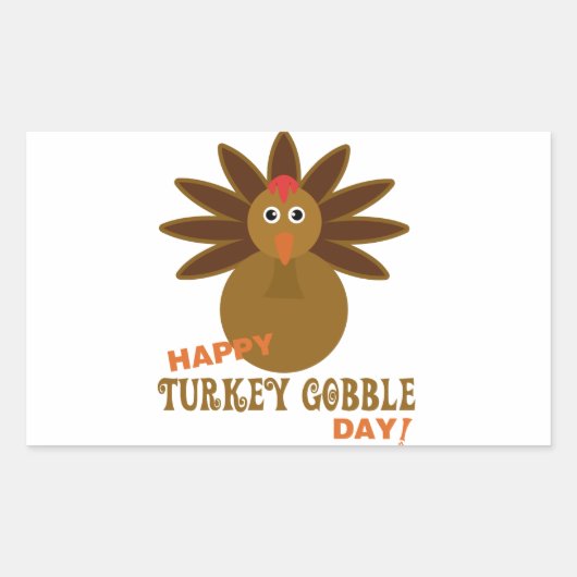 Happy Turkey Gobble Day Thanksgiving Rechthoekige Sticker (Voorkant)