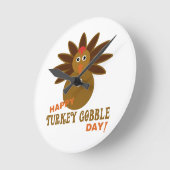 Happy Turkey Gobble Day Thanksgiving Ronde Klok (Hoek)