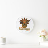 Happy Turkey Gobble Day Thanksgiving Ronde Klok (Huis)