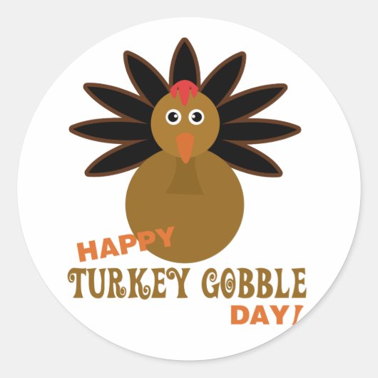 Happy Turkey Gobble Day Thanksgiving Ronde Sticker (Voorkant)