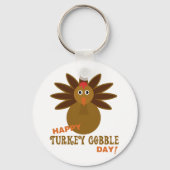 Happy Turkey Gobble Day Thanksgiving Sleutelhanger (Voorkant)