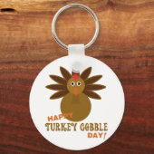 Happy Turkey Gobble Day Thanksgiving Sleutelhanger (Voorkant)