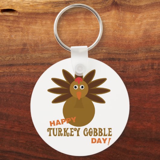 Happy Turkey Gobble Day Thanksgiving Sleutelhanger (Voorkant)