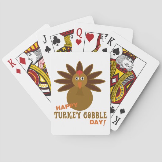 Happy Turkey Gobble Day Thanksgiving Speelkaarten (Achterkant)