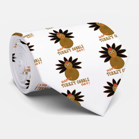 Happy Turkey Gobble Day Thanksgiving Stropdas (Opgerold)